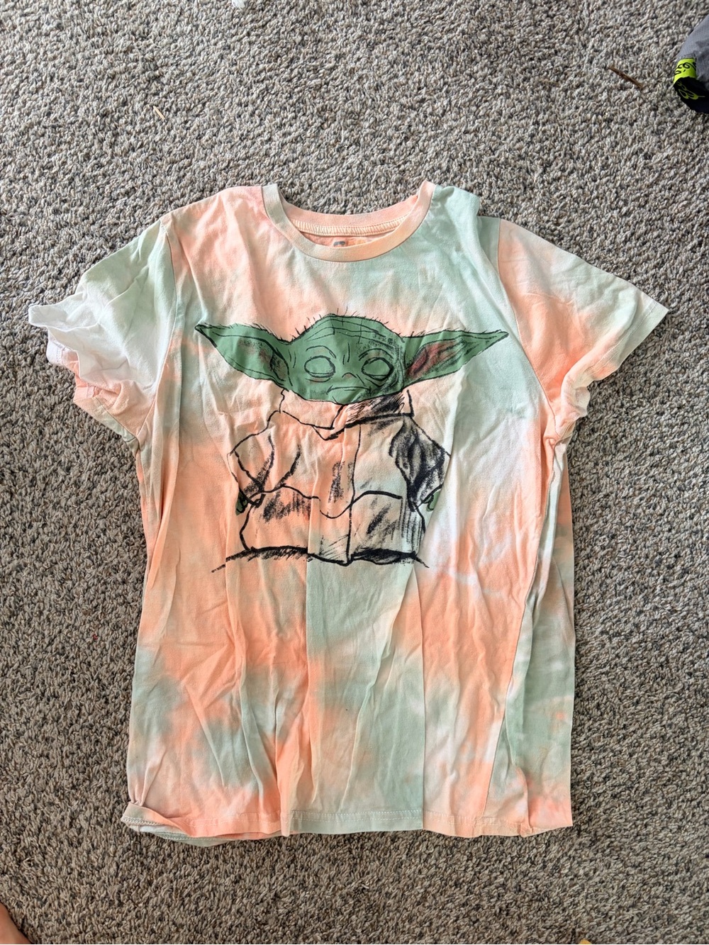 Star Wars Women's Short Sleeve Tee in Peach and Mint with Grogu Graphic
